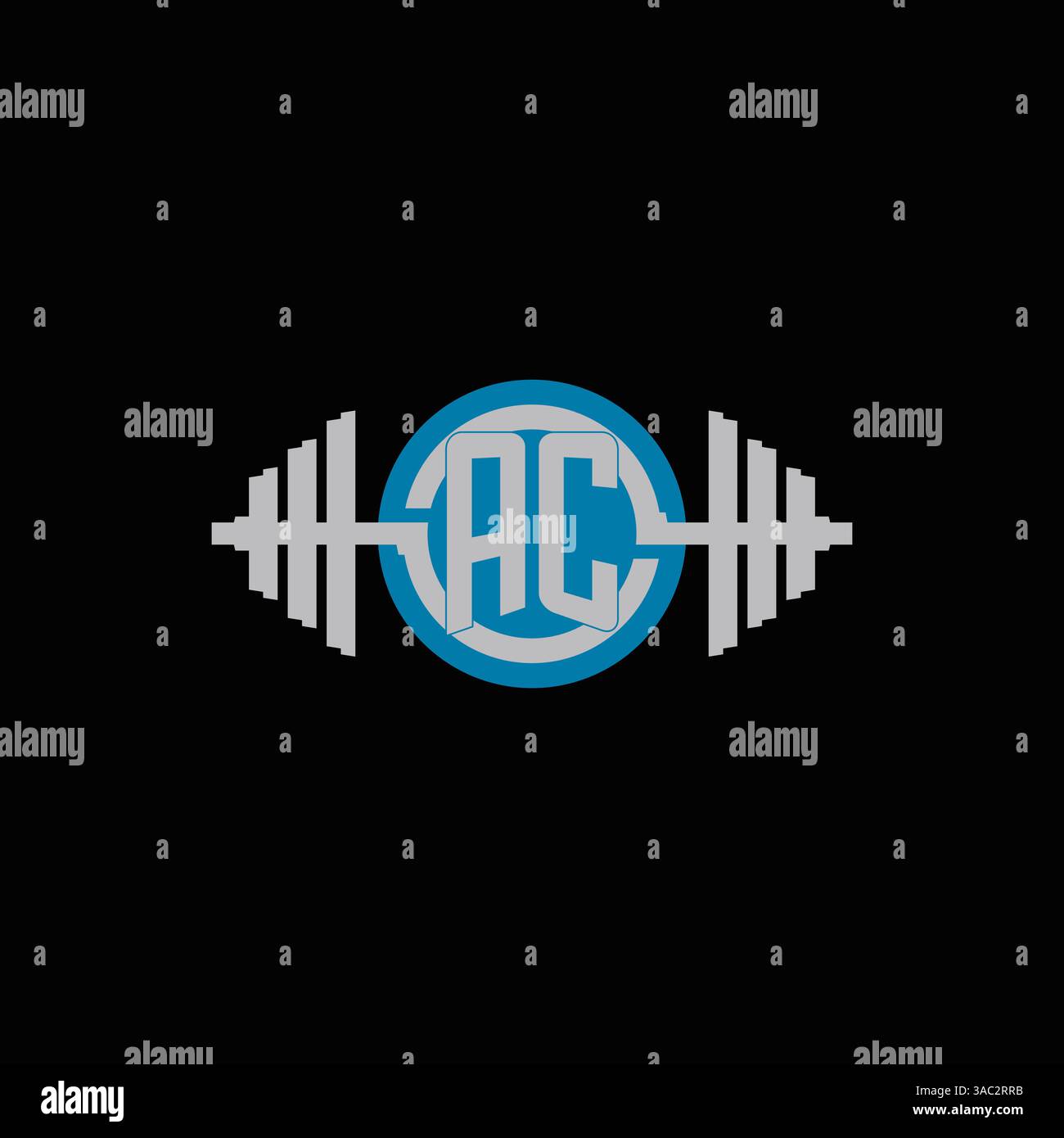 Initial AC logo design with geometric dumbbell and circle line icon vector graphic Stock Vector