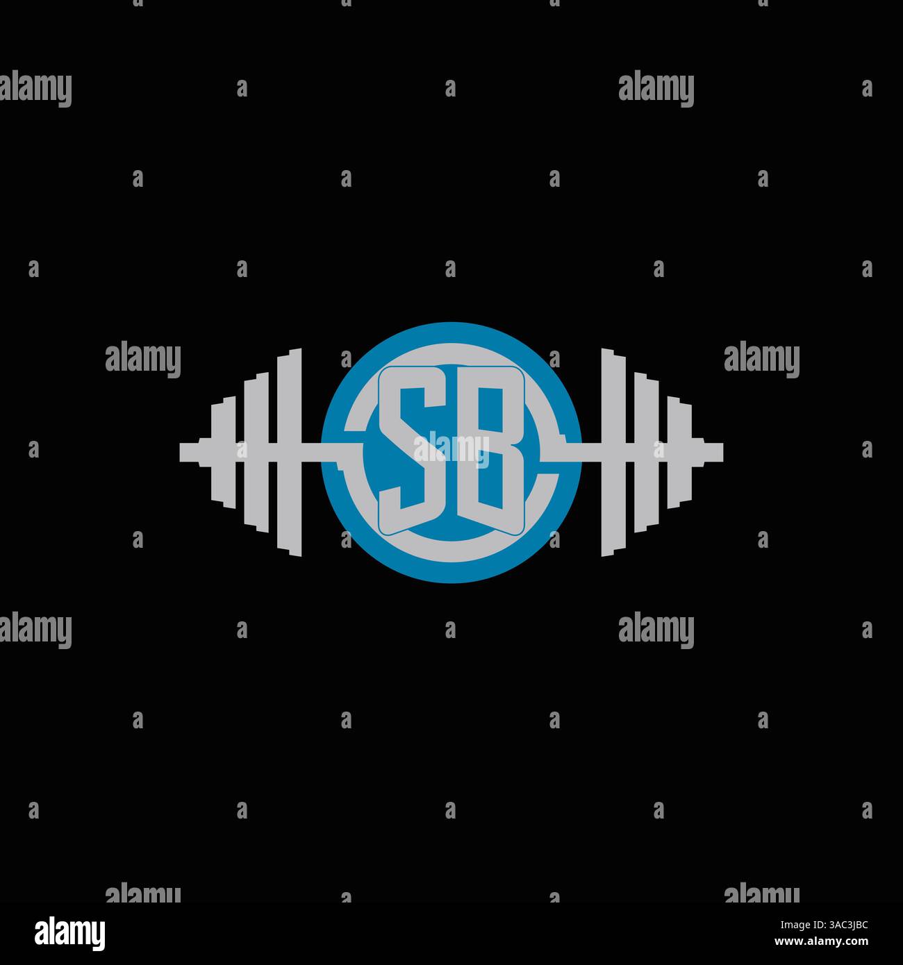 Initial SB logo design with geometric dumbbell and circle line icon ...