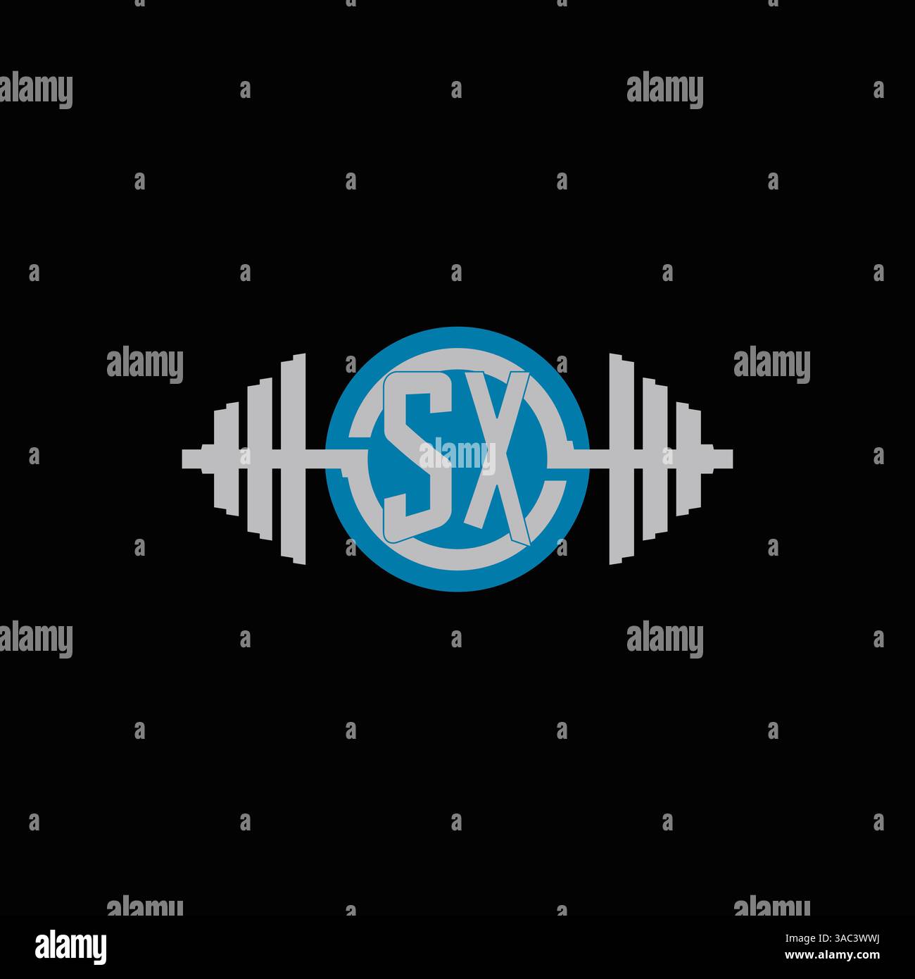 Initial SX logo design with geometric dumbbell and circle line icon ...