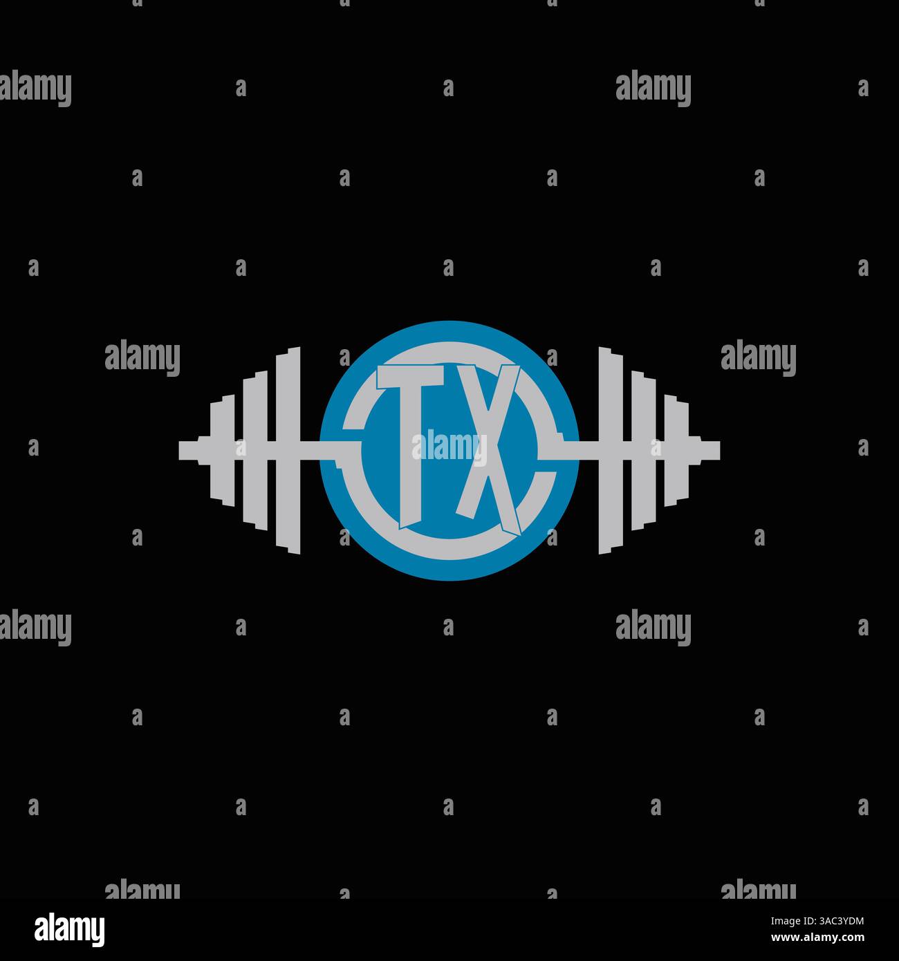 Initial TX logo design with geometric dumbbell and circle line icon vector graphic Stock Vector