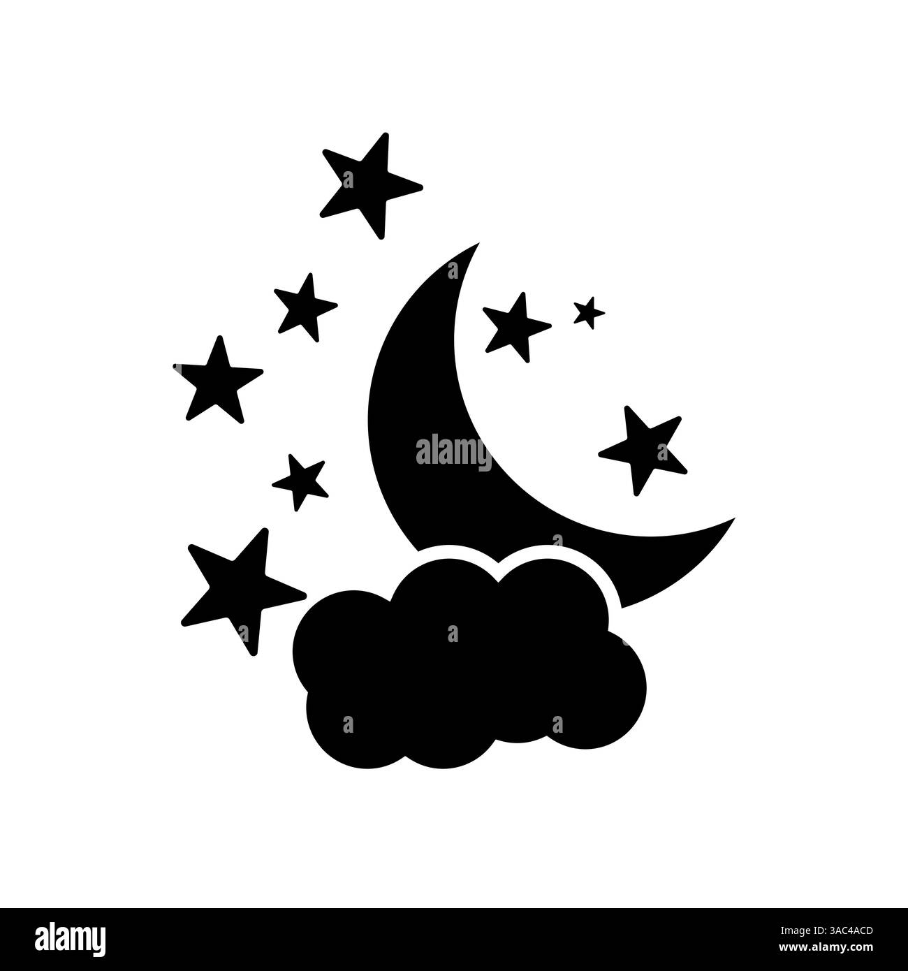 moon and stars icon on white background. Simple element illustration ...