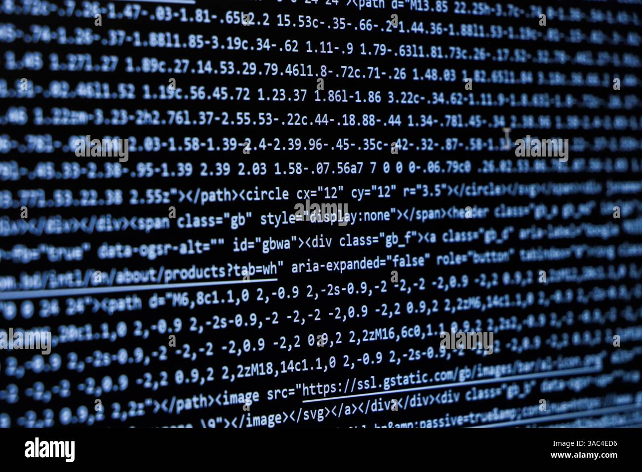 Programming coding screen, web developer coding screen Stock Photo