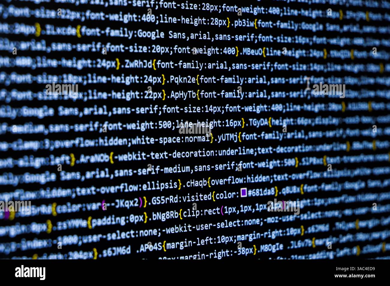 Programming coding screen, web developer coding screen Stock Photo