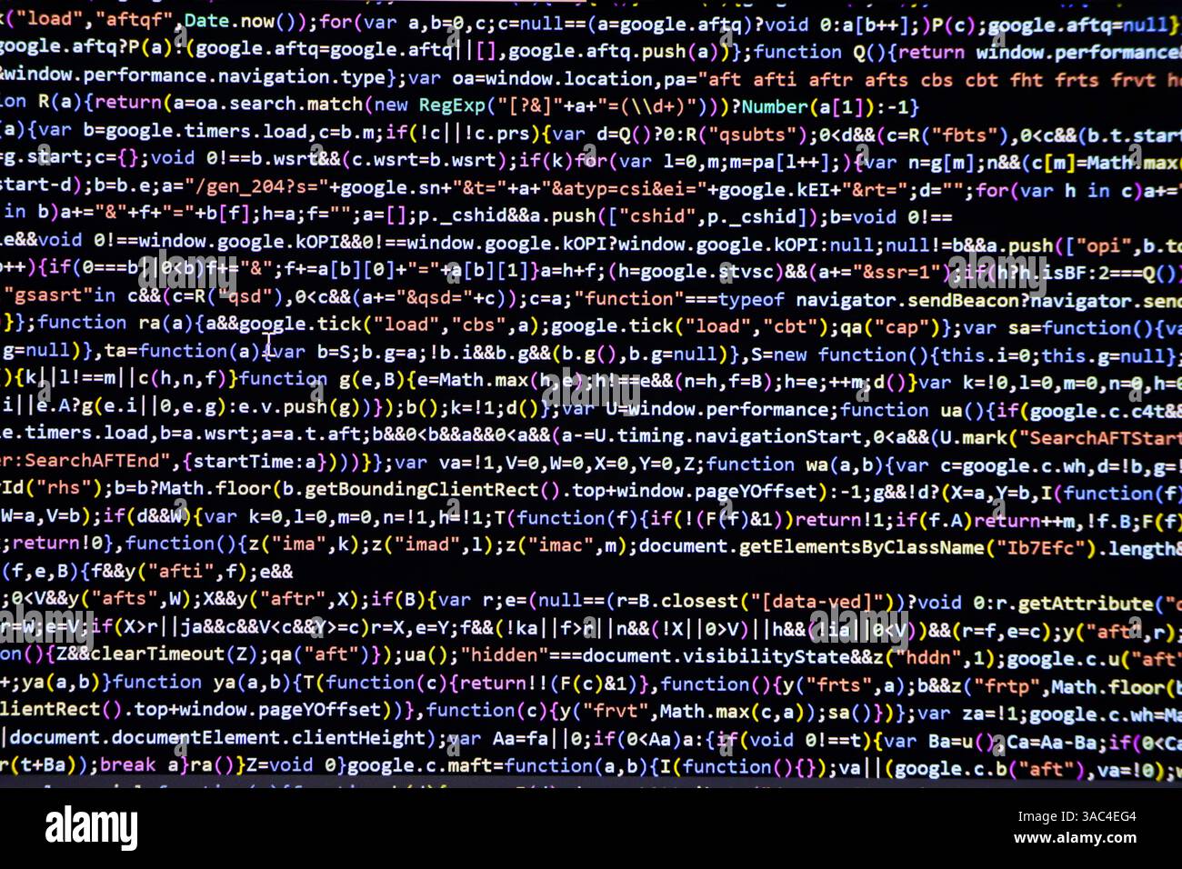 Programming coding screen, web developer coding screen Stock Photo