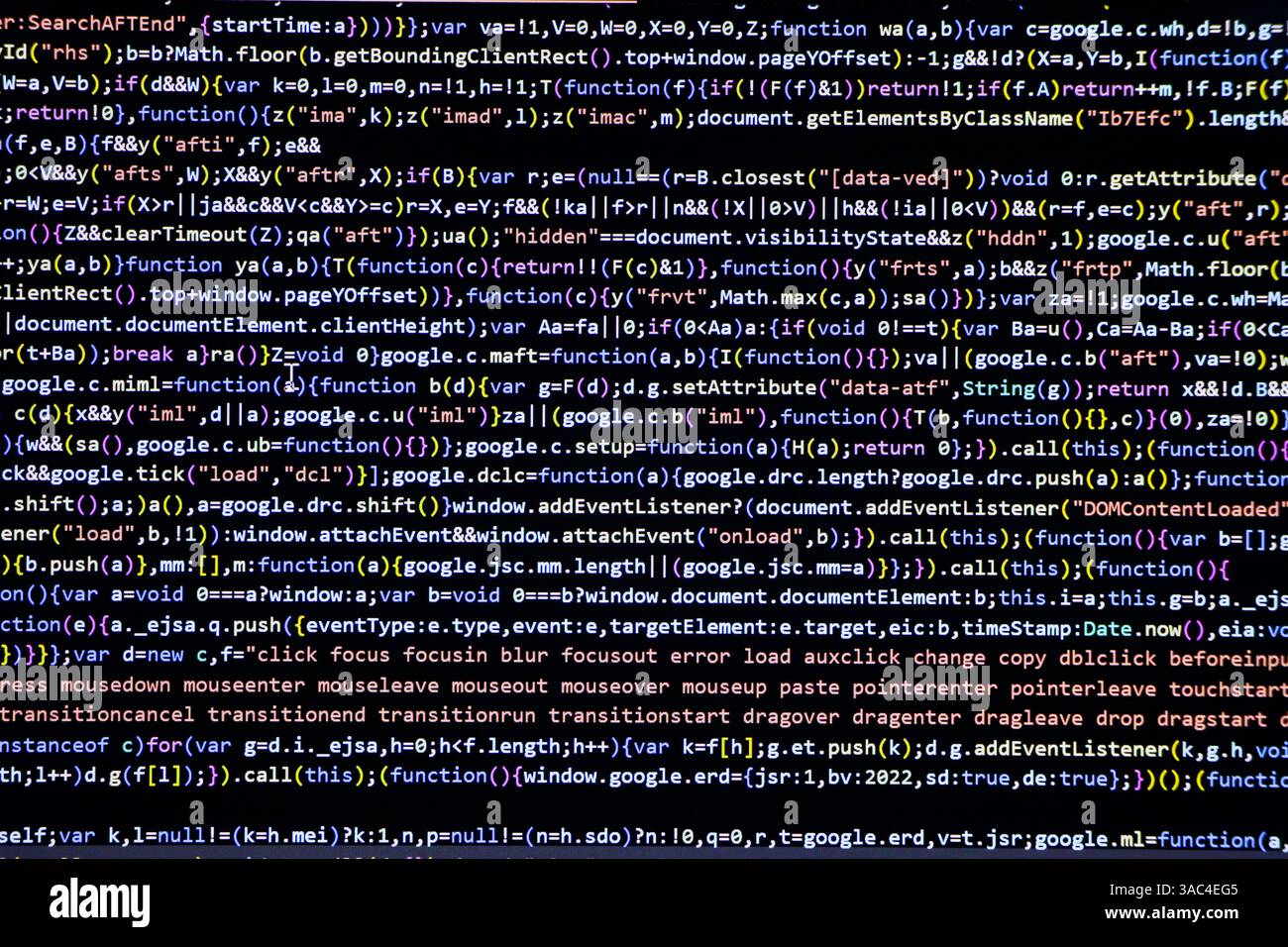 Programming coding screen, web developer coding screen Stock Photo