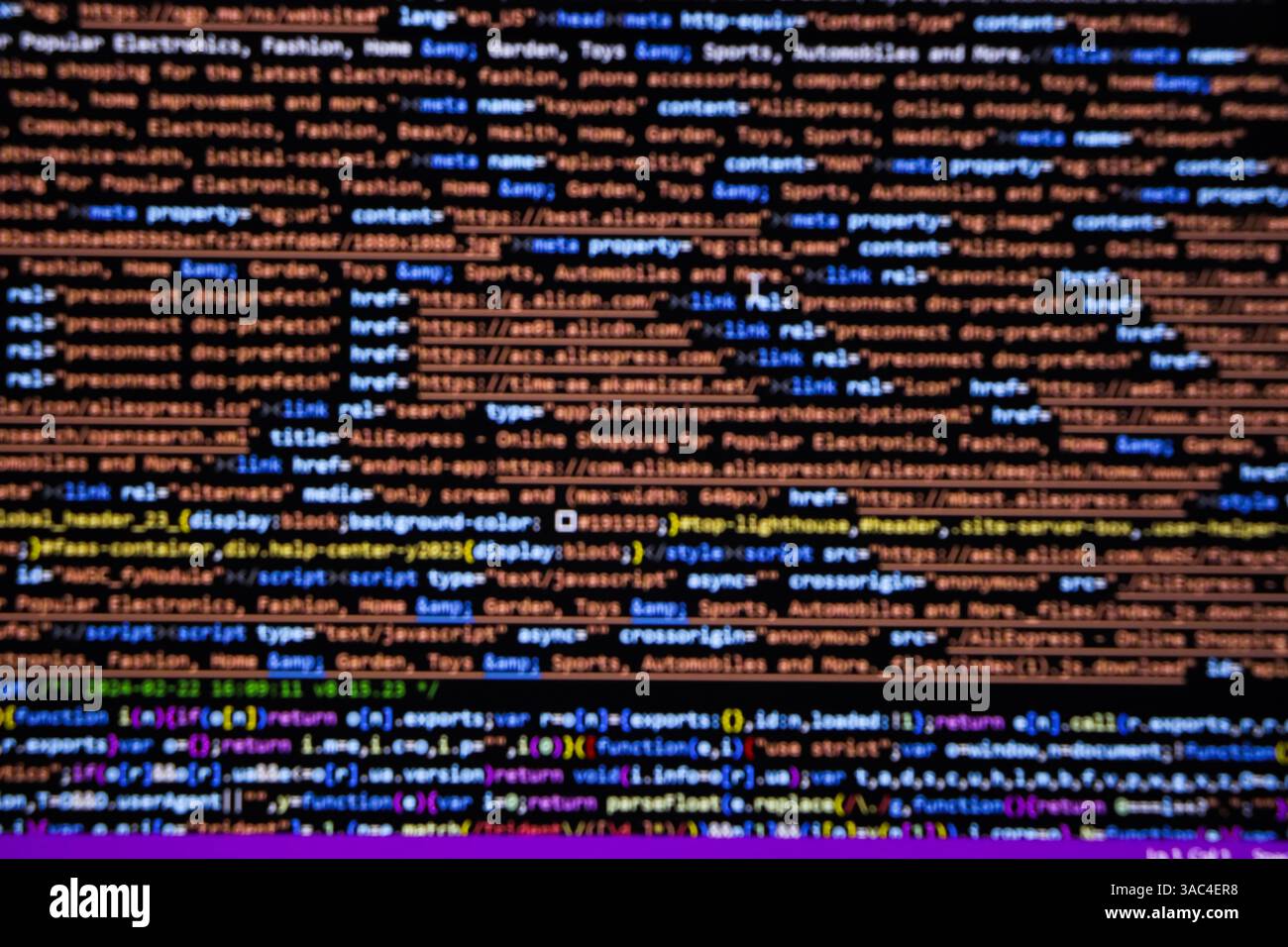 Programming coding screen, web developer coding screen Stock Photo