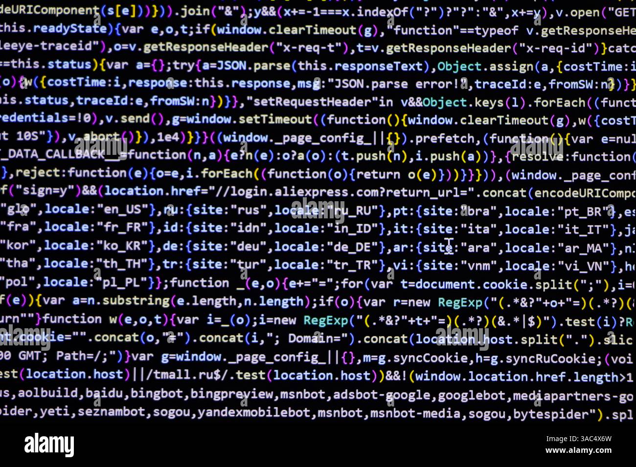 Programming coding screen, web developer coding screen Stock Photo