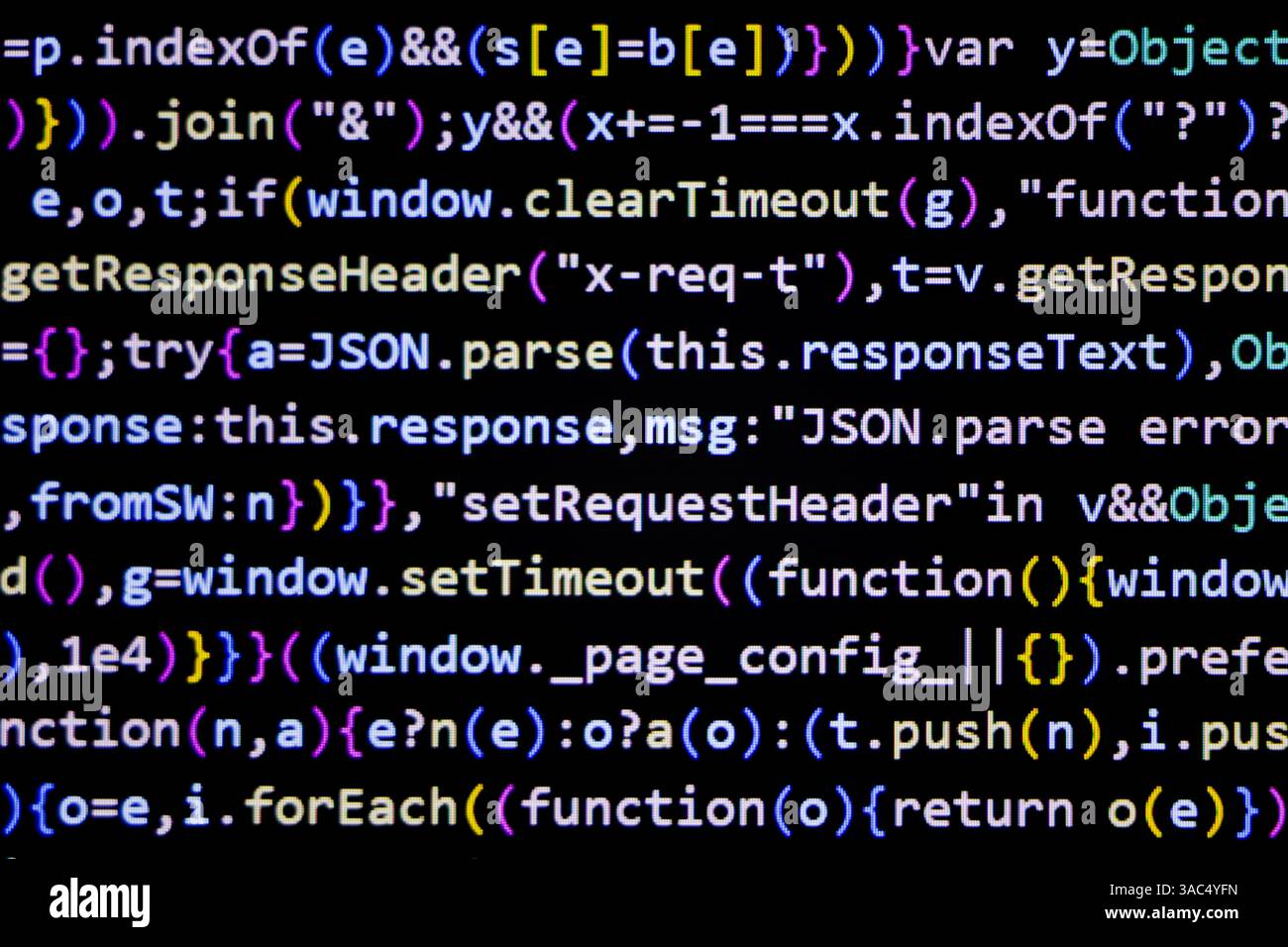 Programming coding screen, web developer coding screen Stock Photo