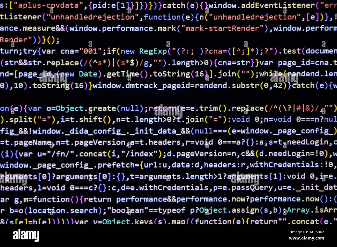 Programming coding screen, web developer coding screen Stock Photo