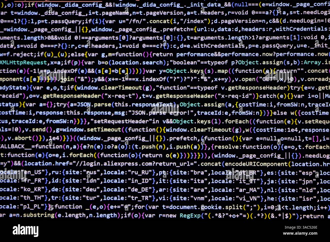 Programming coding screen, web developer coding screen Stock Photo