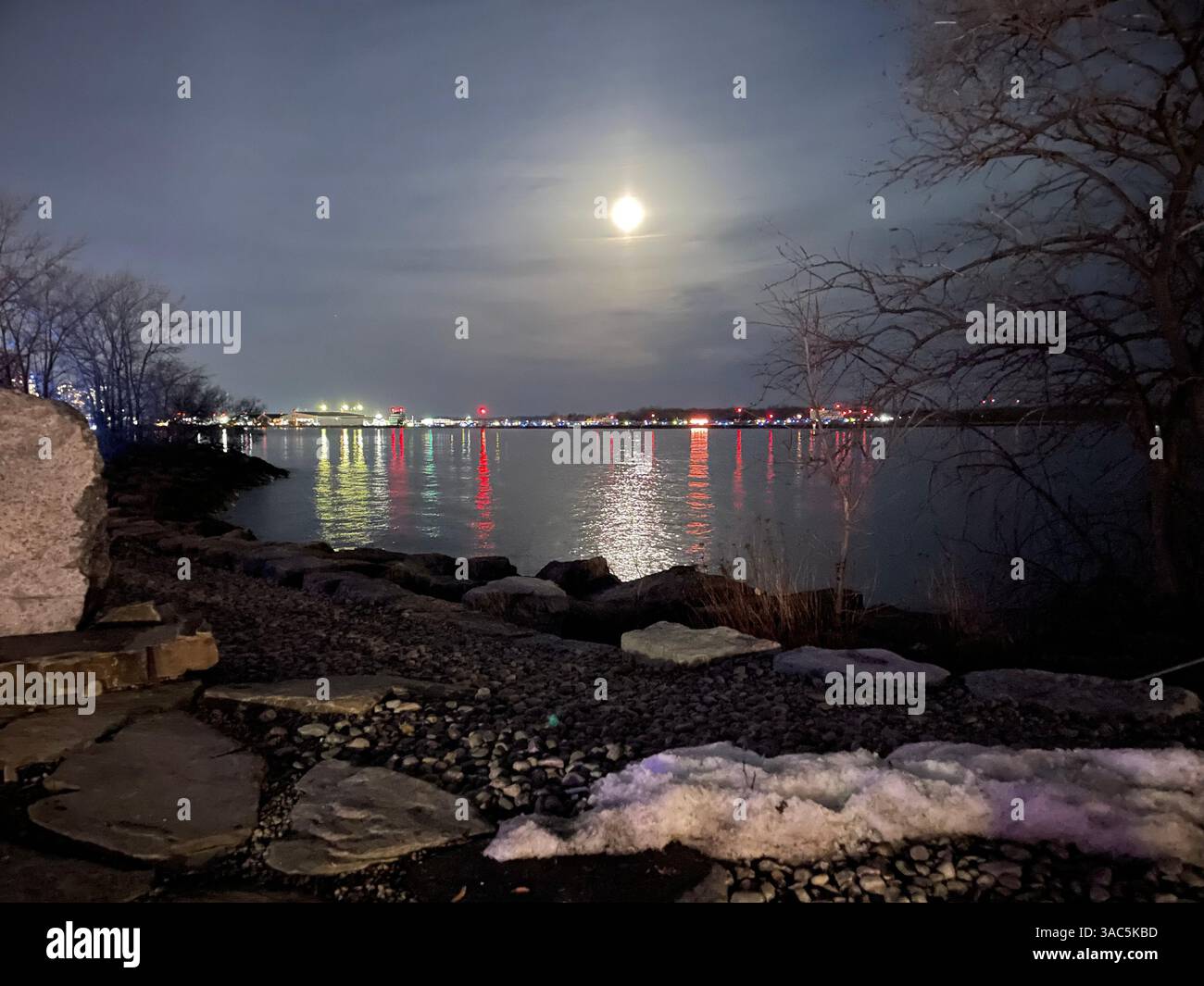 Moonlight over Toronto Island - Smartphone Captured Stock Image