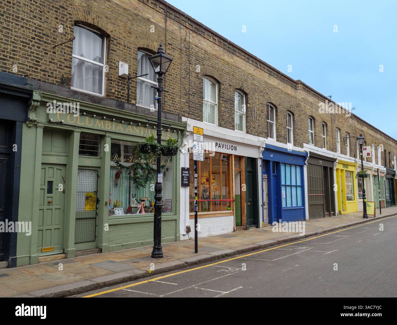 Small independent local shops on Columbia Road, London, UK Stock Photo