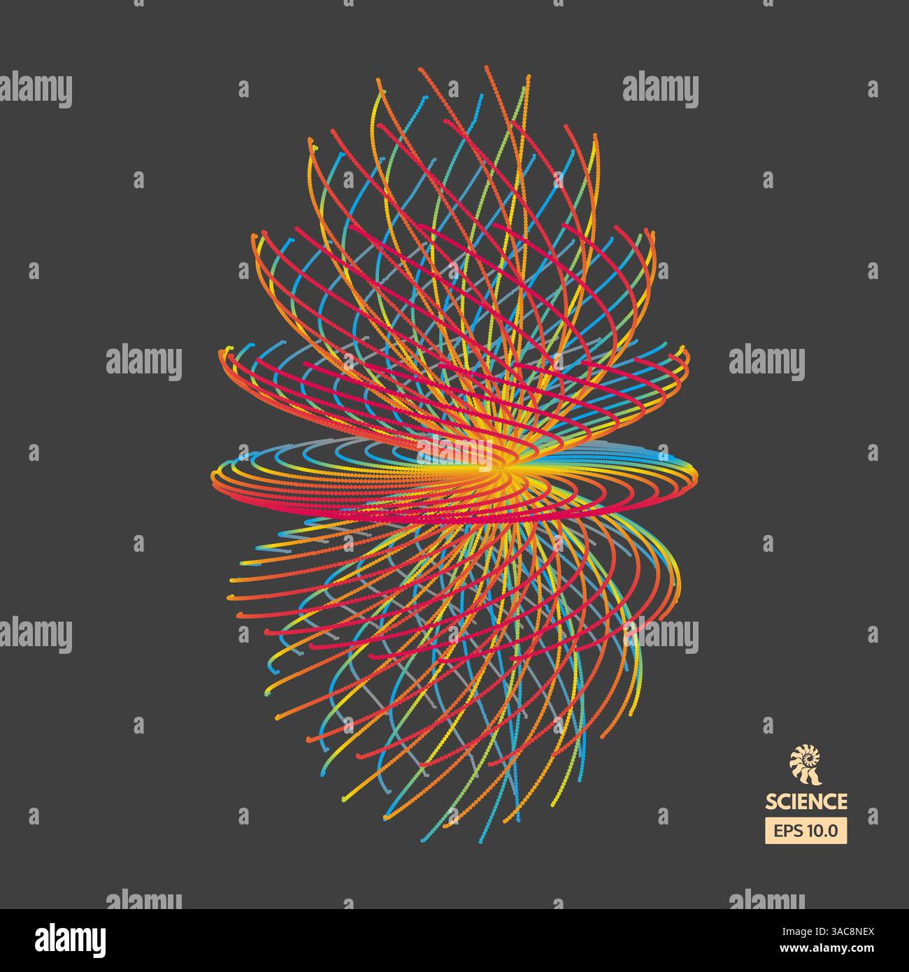 Array with dynamic particles. 3d technology style. Abstract background ...