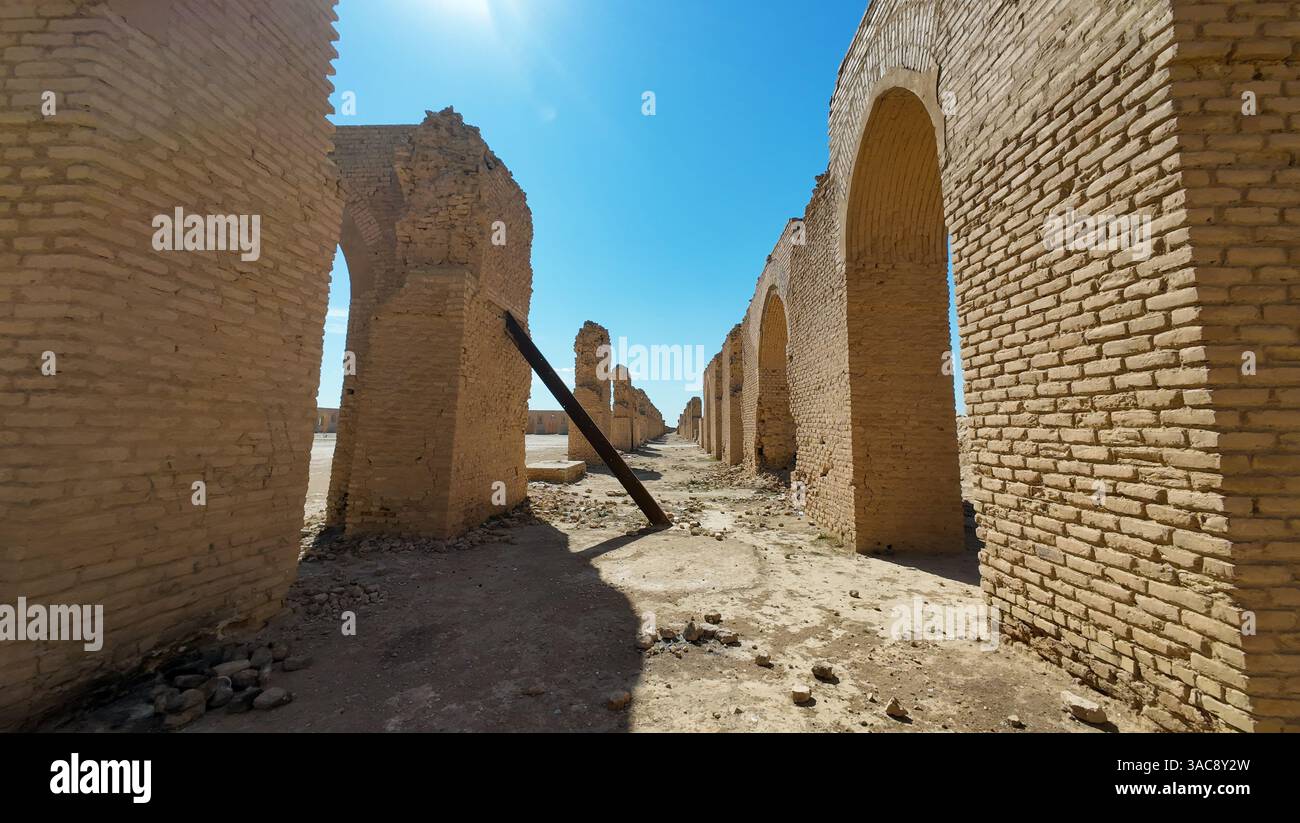 Ancient brick ruins with arches under a clear blue sky Stock Photo - Alamy