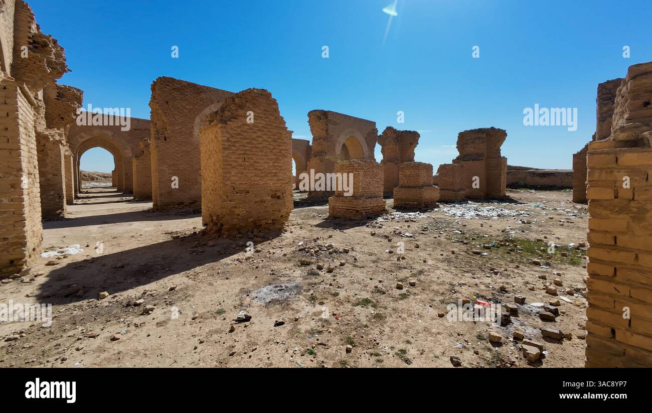 Ruins of an ancient brick structure under a clear blue sky Stock Photo ...