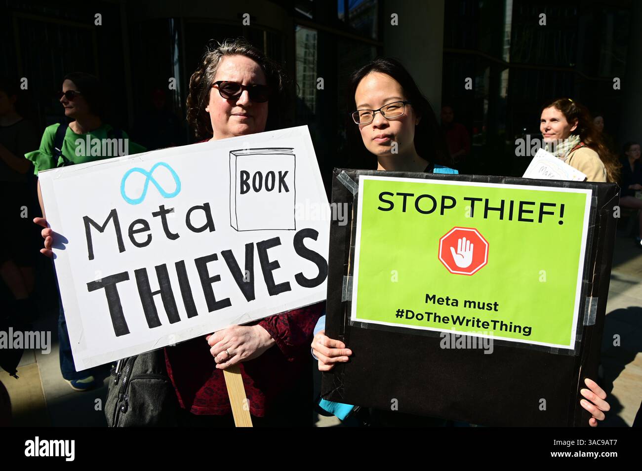 LONDON, UK. 3rd Apr, 2025. A society of authors held a protest against