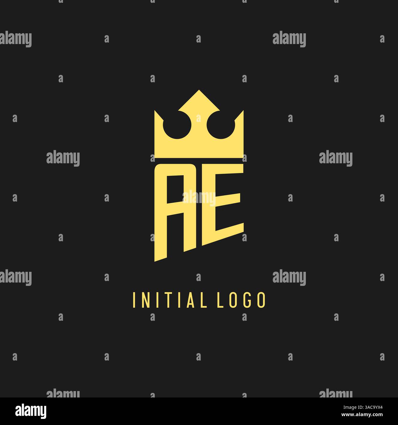 Monogram AE logo shield crown shape, elegant and luxury initial logo style vector graphic Stock Vector