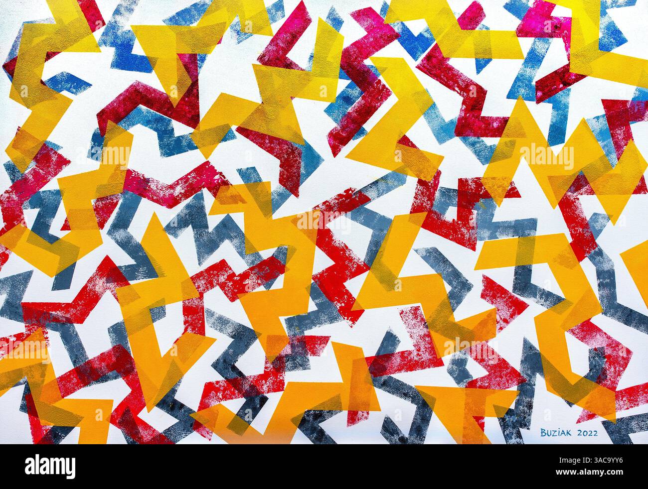 Abstract acrylic artwork painted in 2022 by Ed Buziak (untitled) - France. Stock Photo