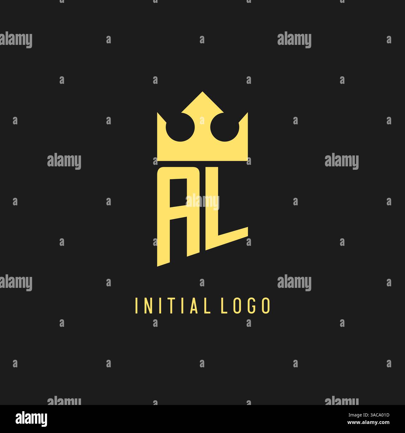 Monogram AL logo shield crown shape, elegant and luxury initial logo style vector graphic Stock Vector