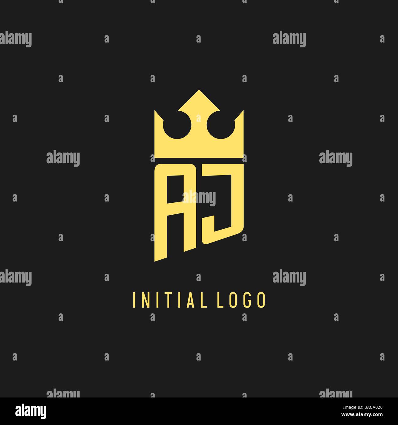 Monogram AJ logo shield crown shape, elegant and luxury initial logo style vector graphic Stock Vector