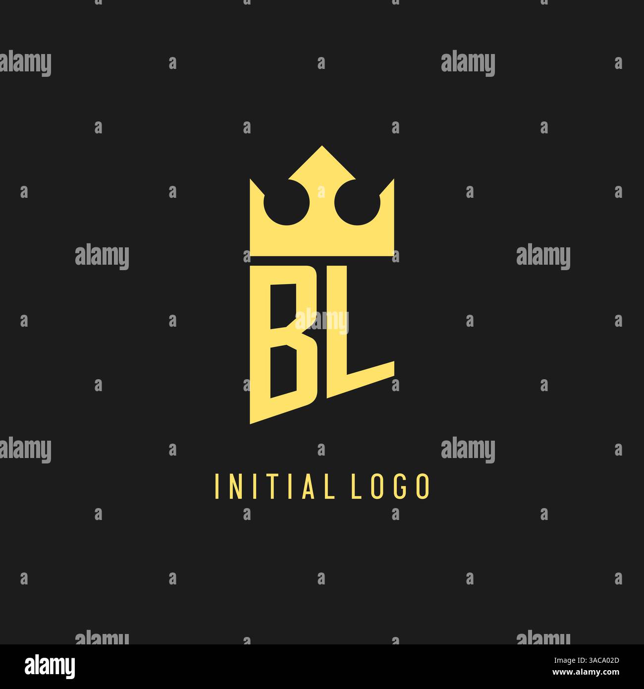 Monogram BL logo shield crown shape, elegant and luxury initial logo style vector graphic Stock Vector