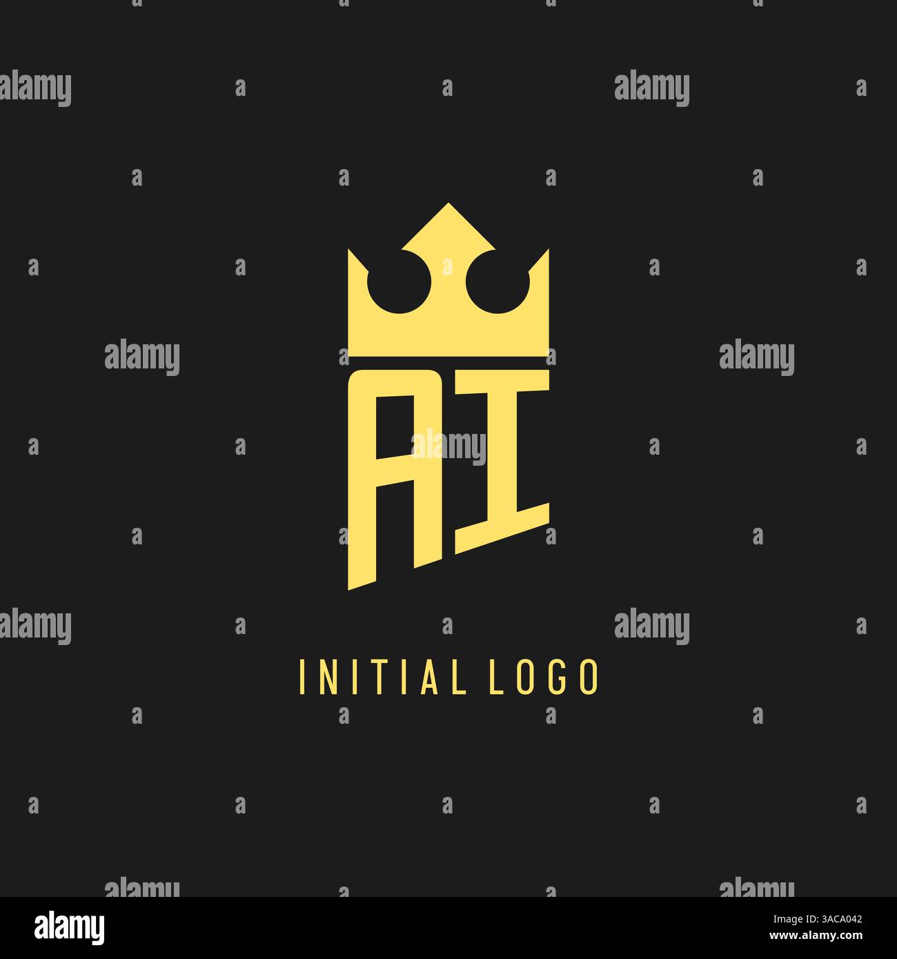 Monogram AI logo shield crown shape, elegant and luxury initial logo style vector graphic Stock Vector