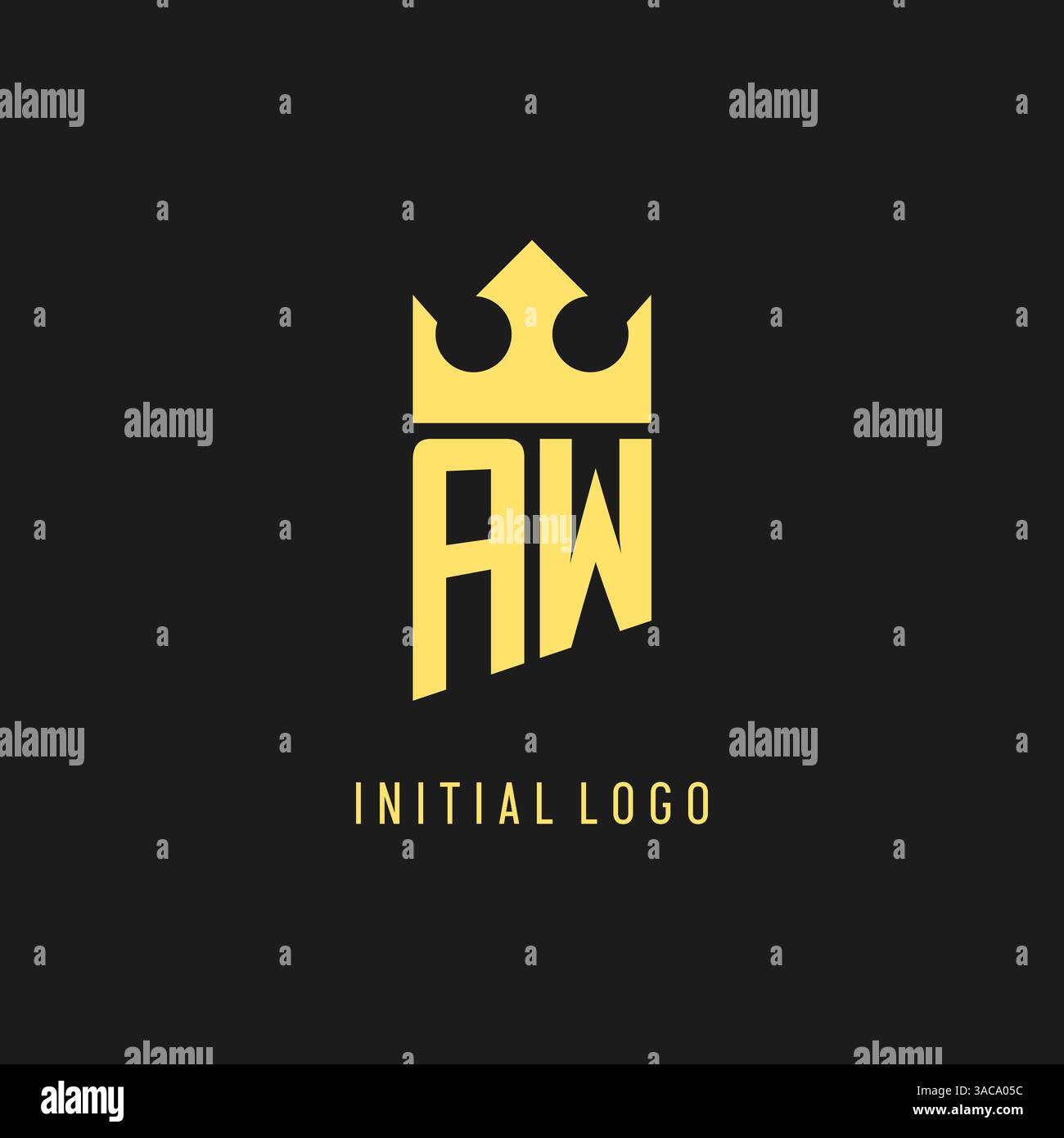 Monogram AW logo shield crown shape, elegant and luxury initial logo style vector graphic Stock Vector