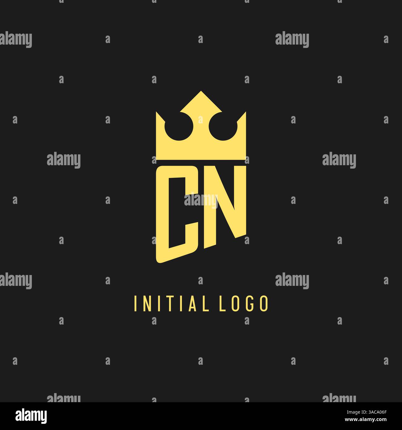 Monogram CN logo shield crown shape, elegant and luxury initial logo style vector graphic Stock Vector