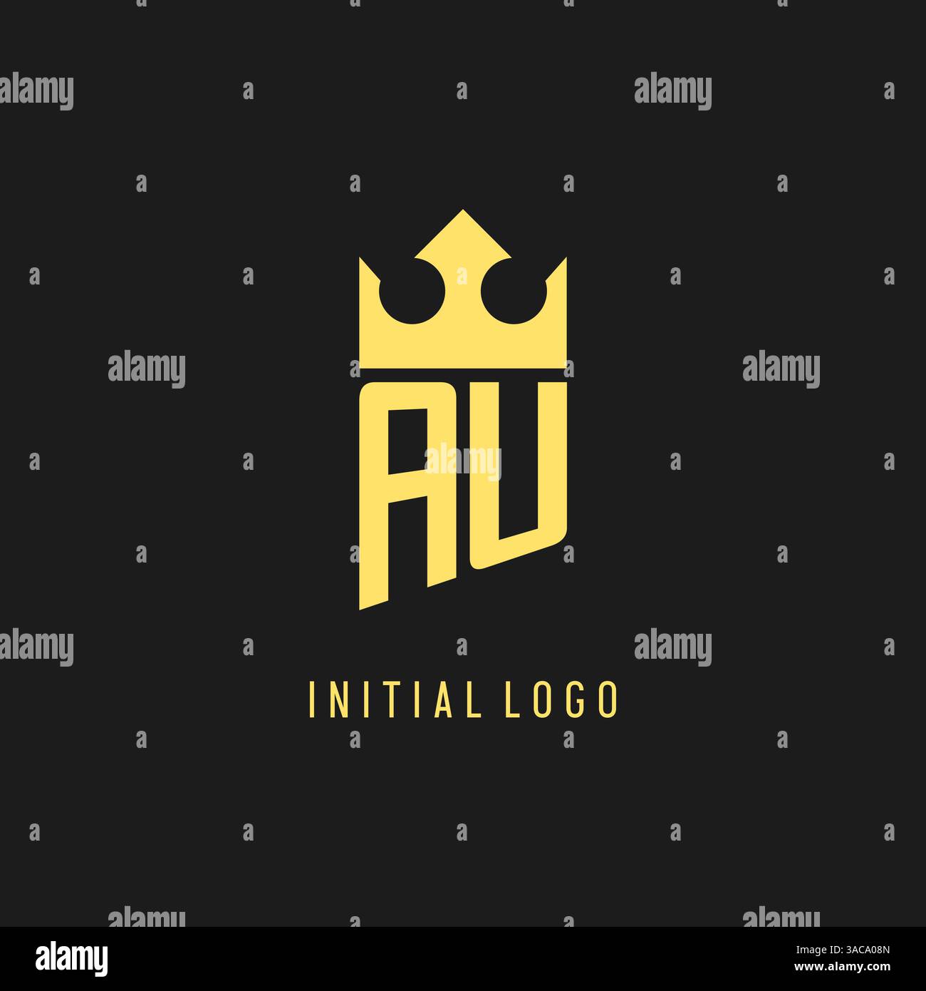 Monogram AU logo shield crown shape, elegant and luxury initial logo style vector graphic Stock Vector