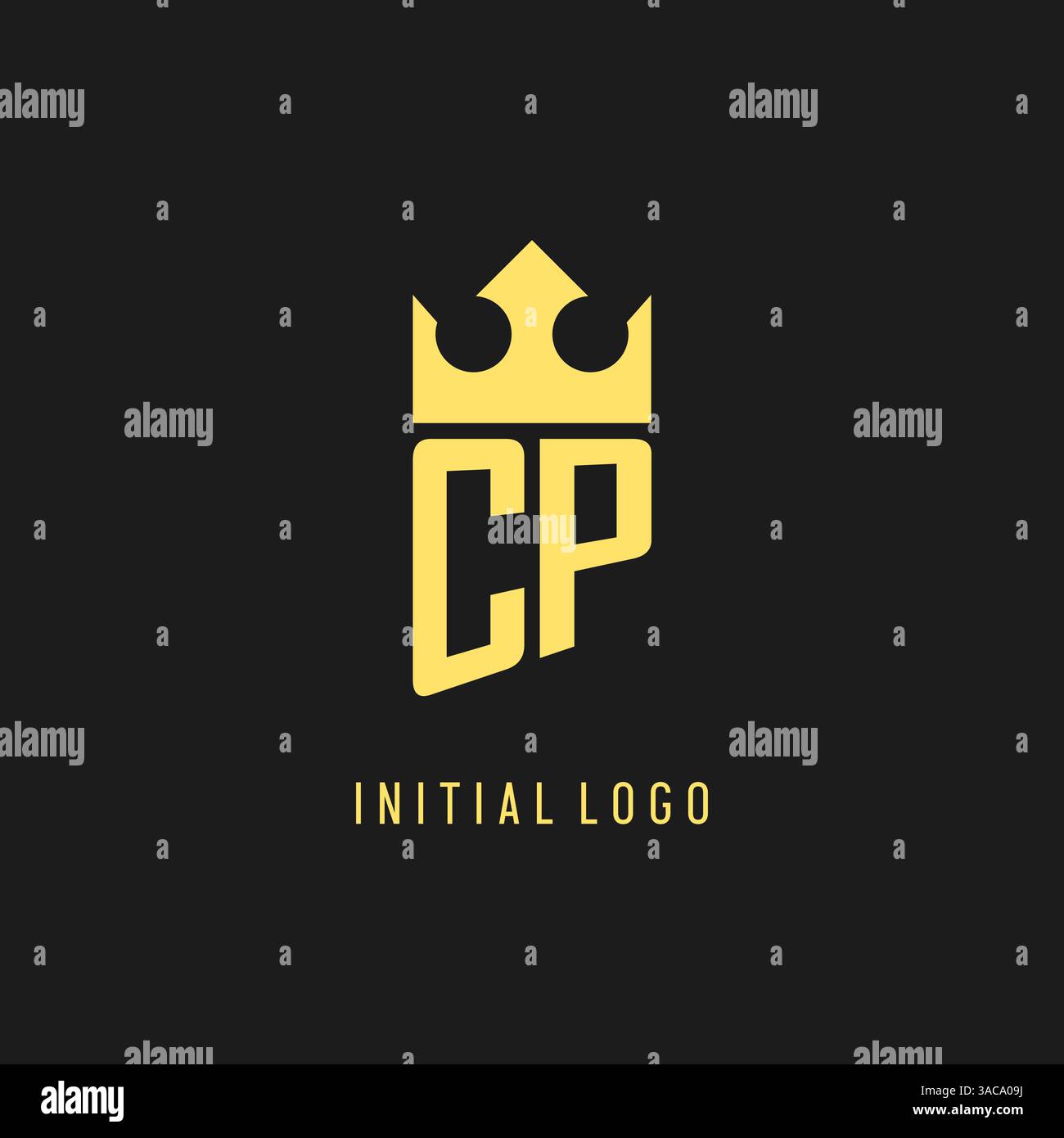 Monogram CP logo shield crown shape, elegant and luxury initial logo style vector graphic Stock Vector