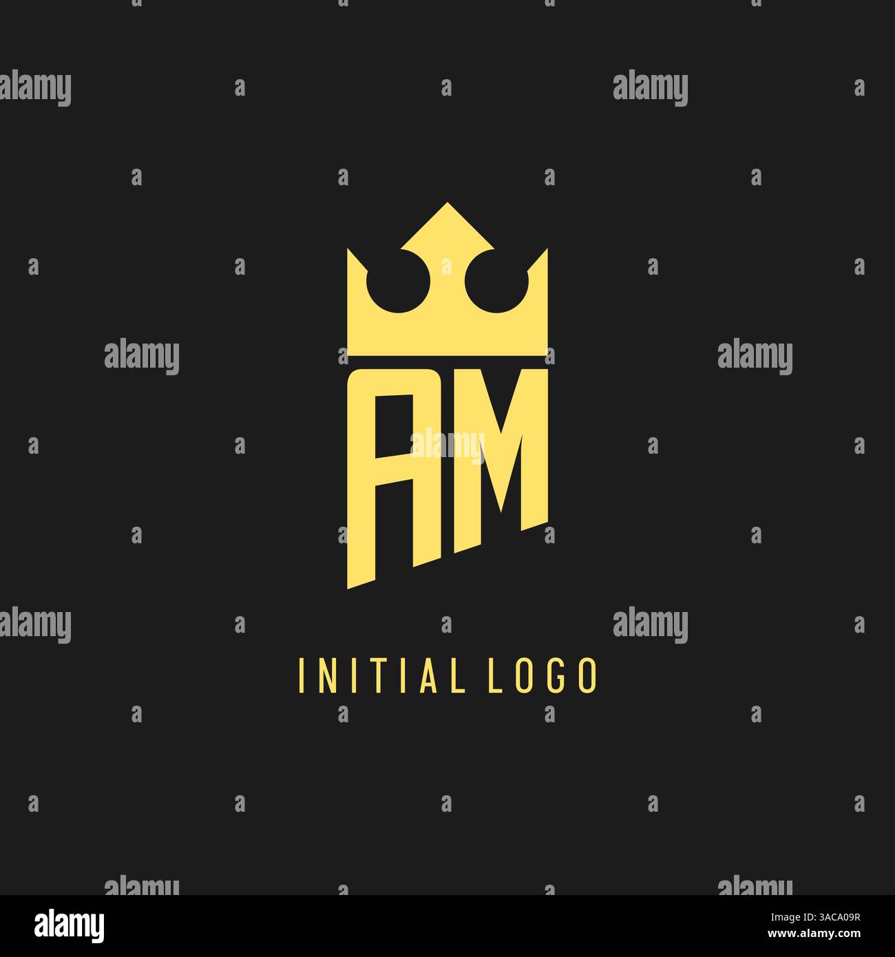 Monogram AM logo shield crown shape, elegant and luxury initial logo style vector graphic Stock Vector