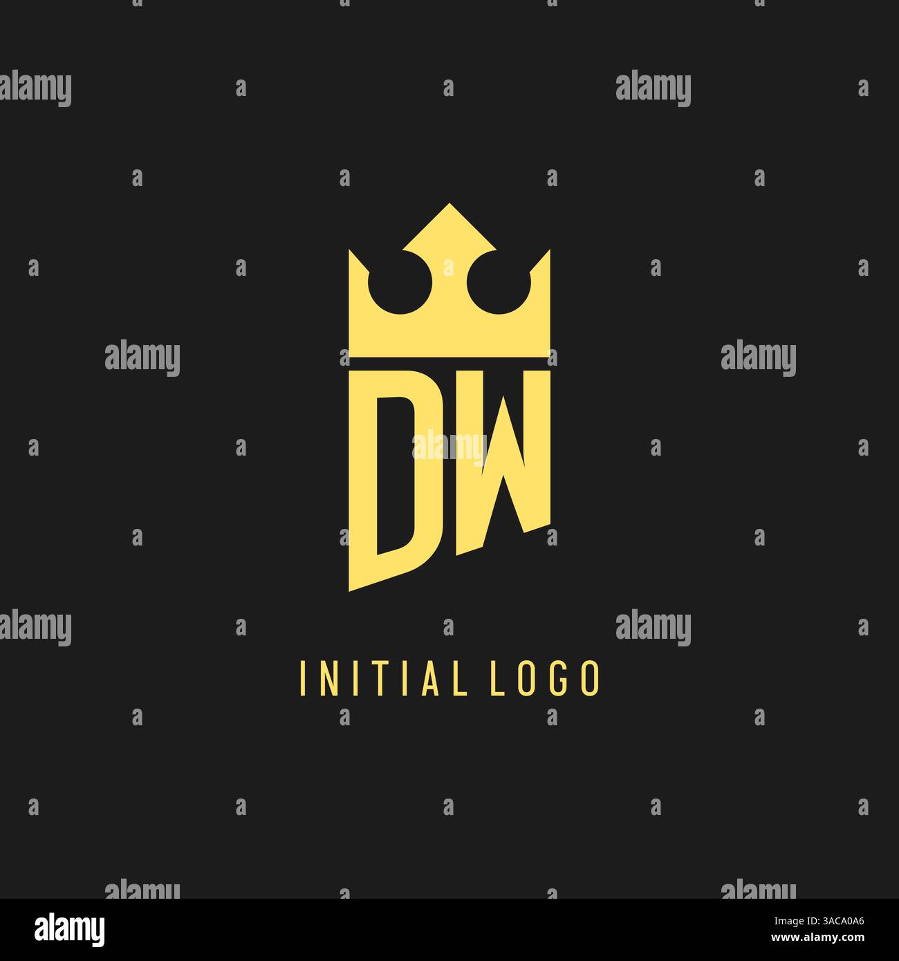 Monogram DW logo shield crown shape, elegant and luxury initial logo style vector graphic Stock Vector