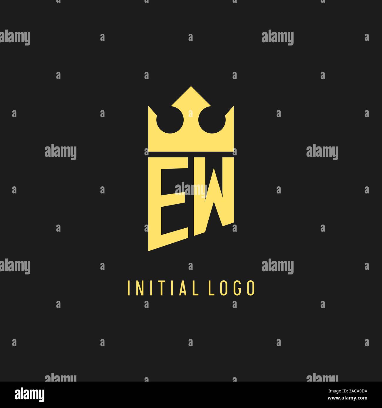 Monogram EW logo shield crown shape, elegant and luxury initial logo style vector graphic Stock Vector