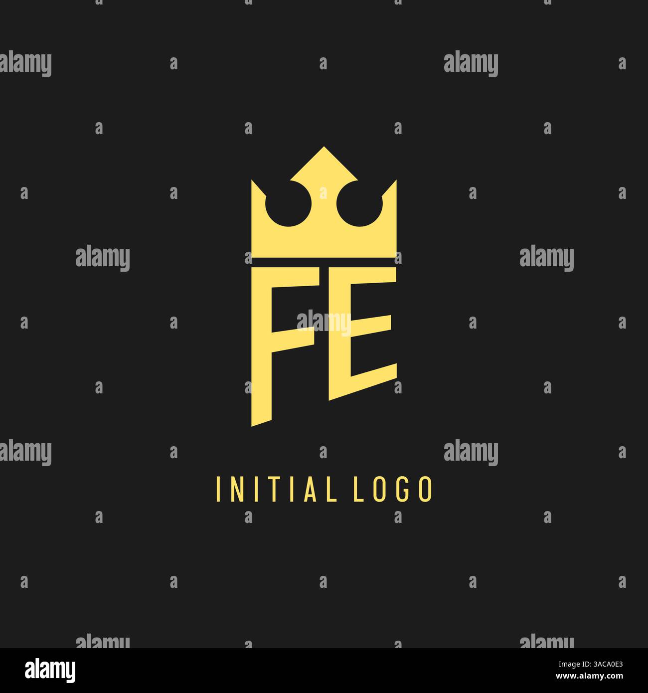 Monogram FE logo shield crown shape, elegant and luxury initial logo style vector graphic Stock Vector