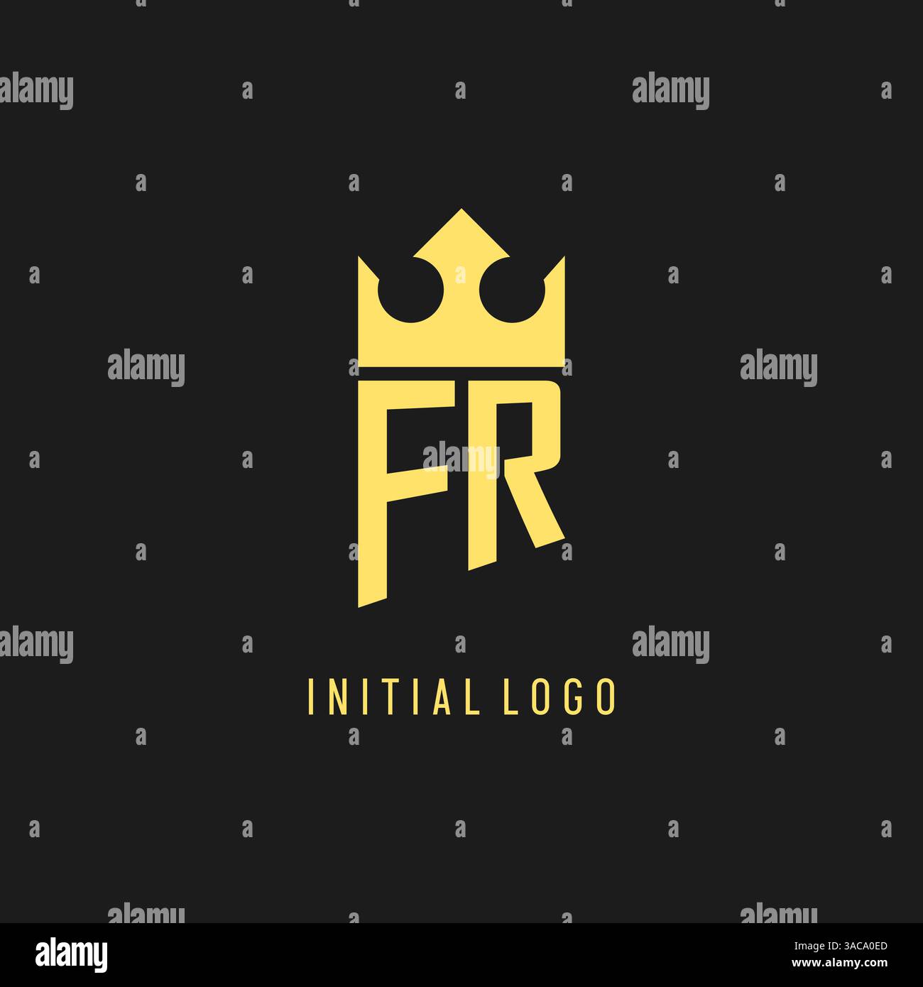 Monogram FR logo shield crown shape, elegant and luxury initial logo style vector graphic Stock Vector