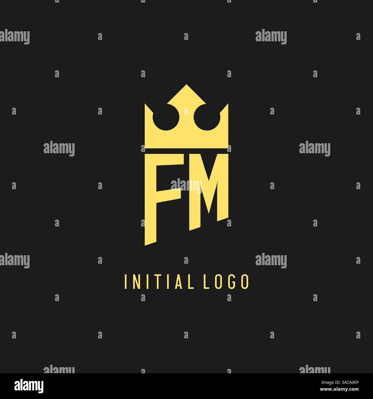 Monogram FM logo shield crown shape, elegant and luxury initial logo style vector graphic Stock Vector