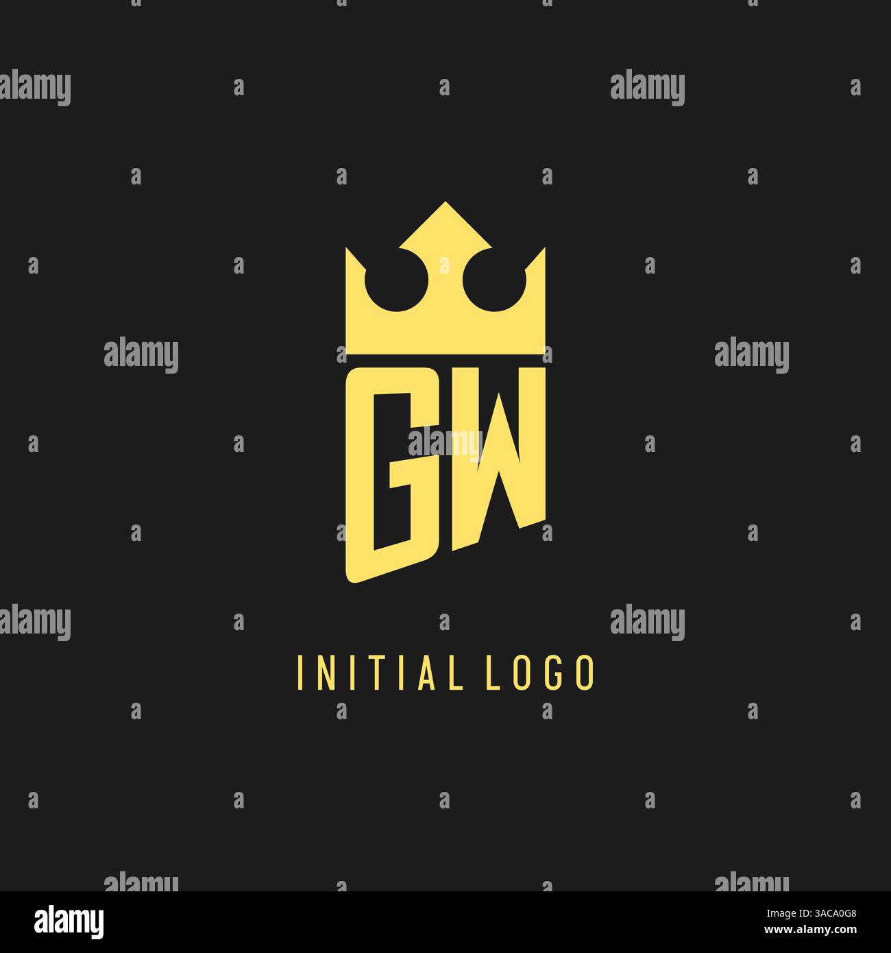 Monogram GW logo shield crown shape, elegant and luxury initial logo style vector graphic Stock Vector