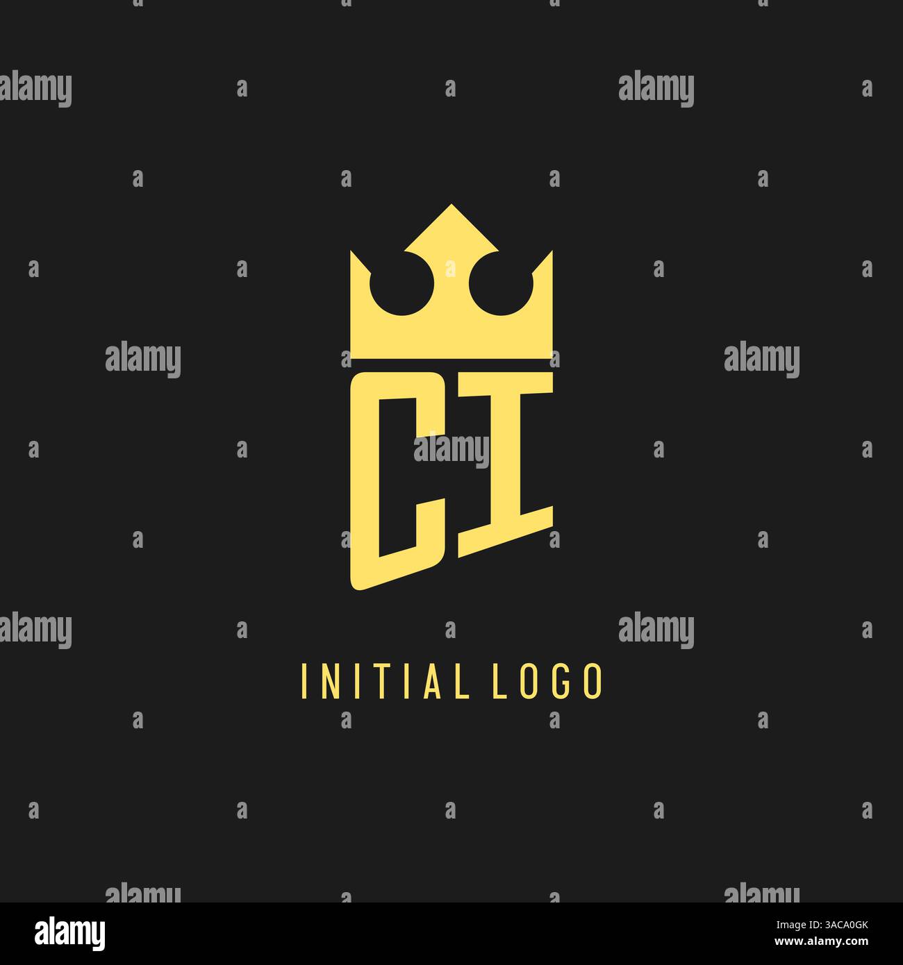 Monogram CI logo shield crown shape, elegant and luxury initial logo style vector graphic Stock Vector