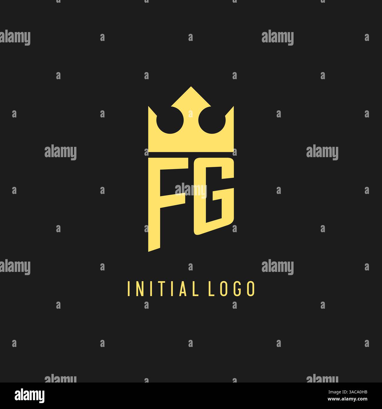 Monogram FG logo shield crown shape, elegant and luxury initial logo style vector graphic Stock Vector