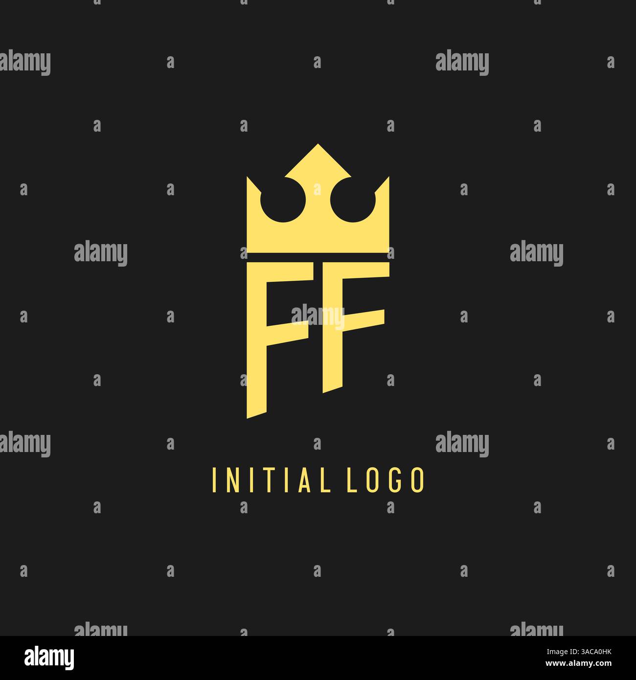 Monogram FF logo shield crown shape, elegant and luxury initial logo style vector graphic Stock Vector