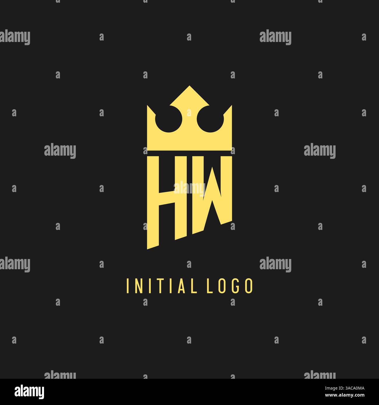 Monogram HW logo shield crown shape, elegant and luxury initial logo style vector graphic Stock Vector
