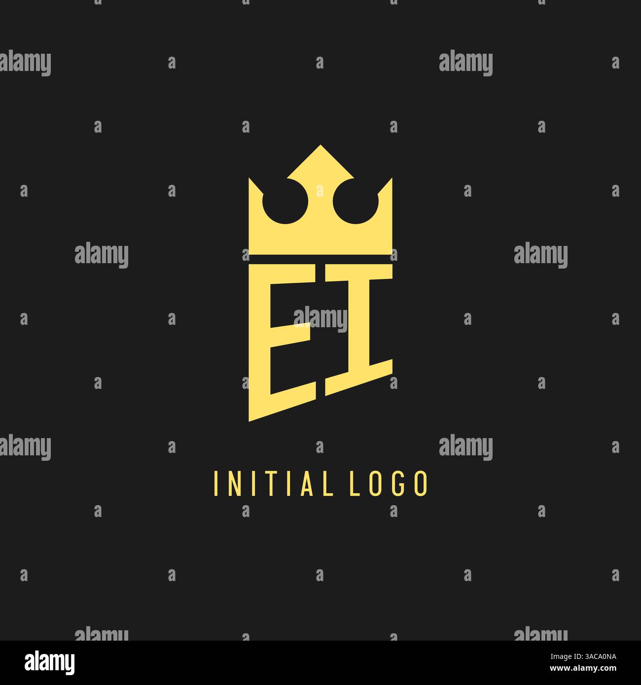 Monogram EI logo shield crown shape, elegant and luxury initial logo style vector graphic Stock Vector