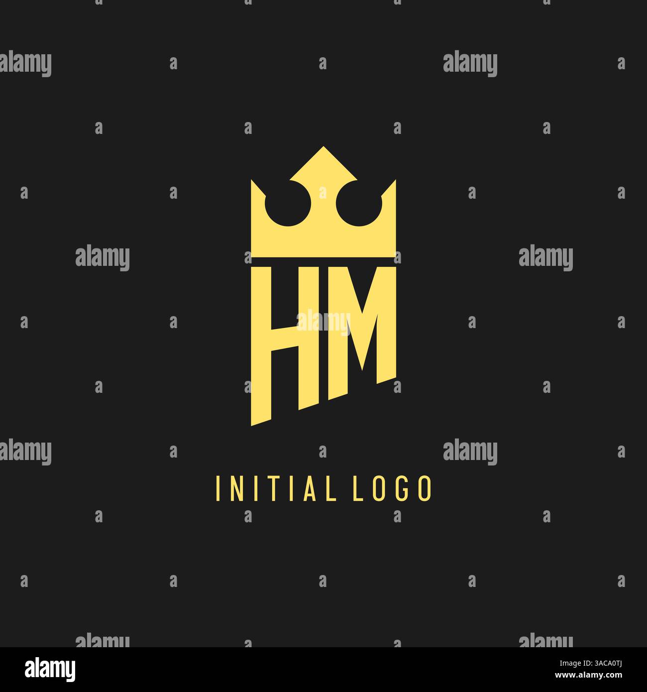 Monogram HM logo shield crown shape, elegant and luxury initial logo style vector graphic Stock Vector
