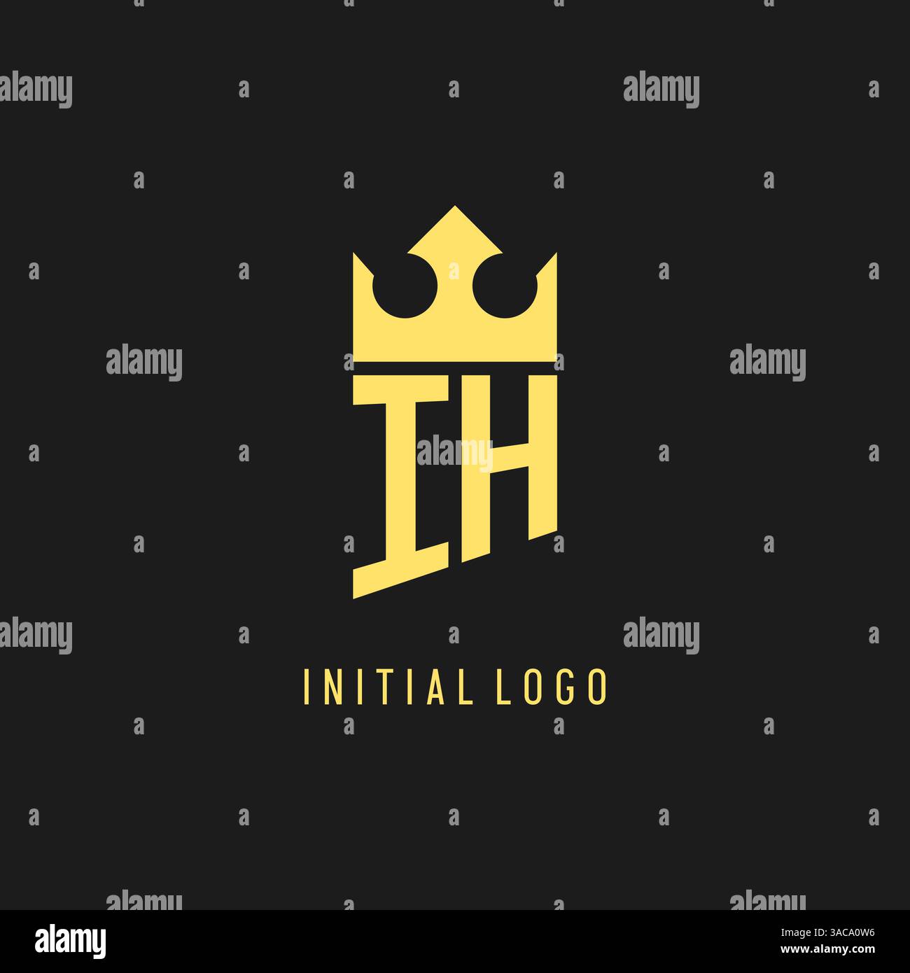 Monogram IH logo shield crown shape, elegant and luxury initial logo style vector graphic Stock Vector