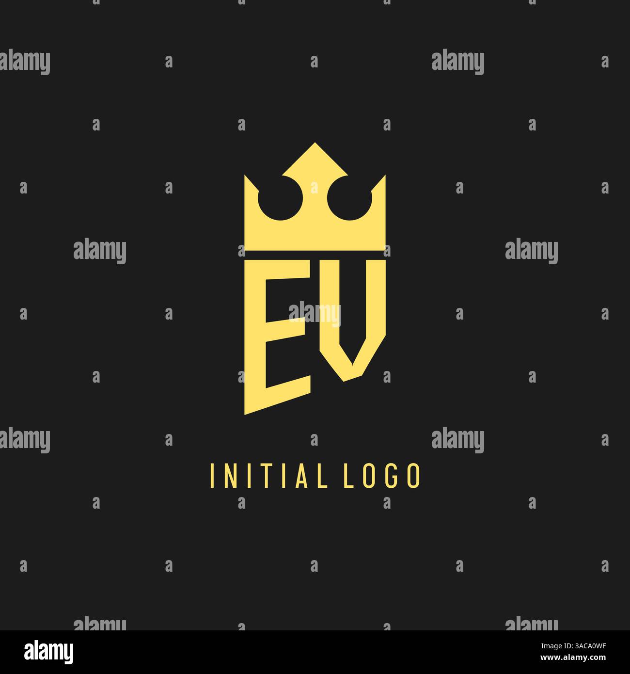 Monogram EV logo shield crown shape, elegant and luxury initial logo style vector graphic Stock Vector