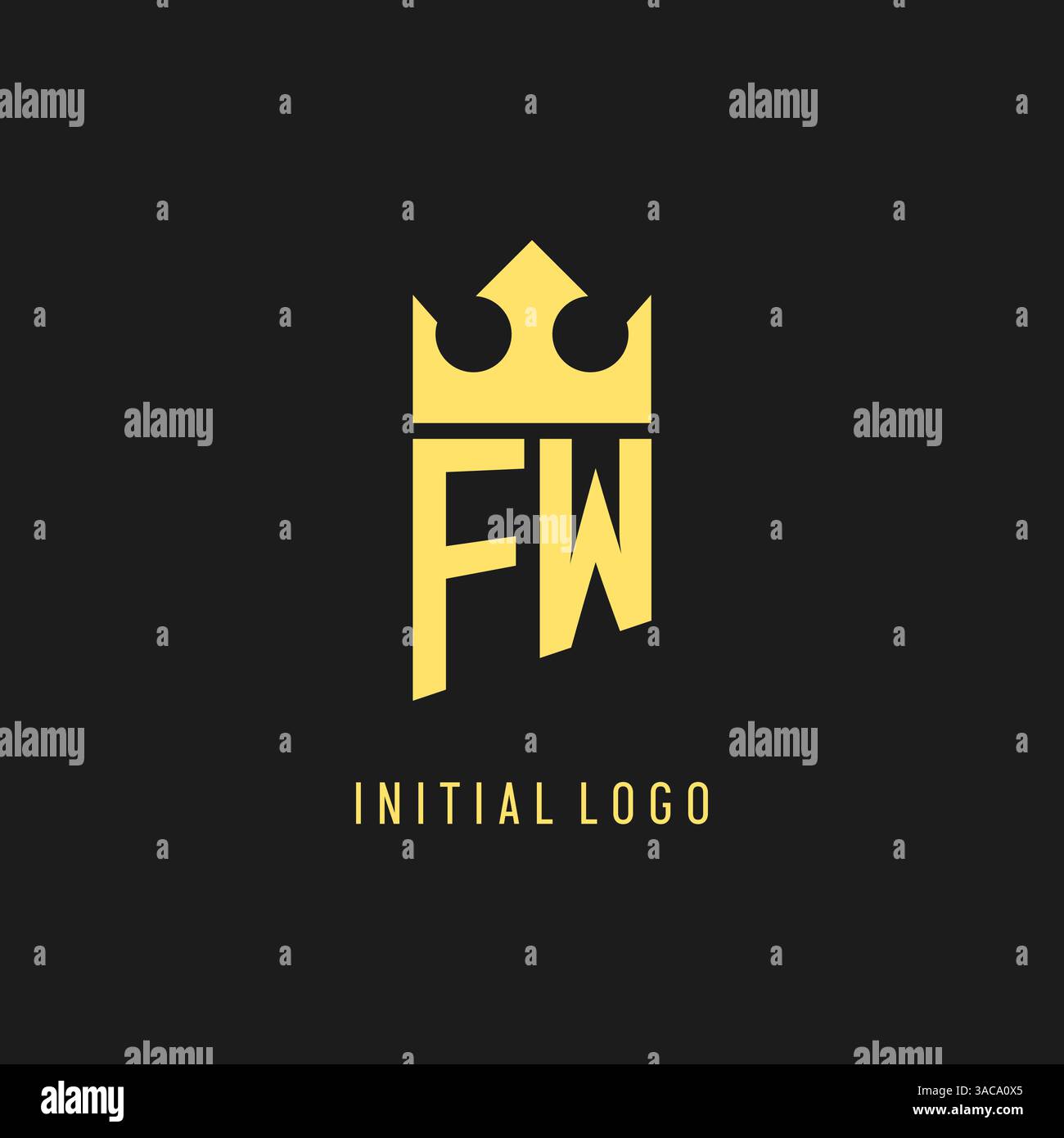 Monogram FW logo shield crown shape, elegant and luxury initial logo style vector graphic Stock Vector