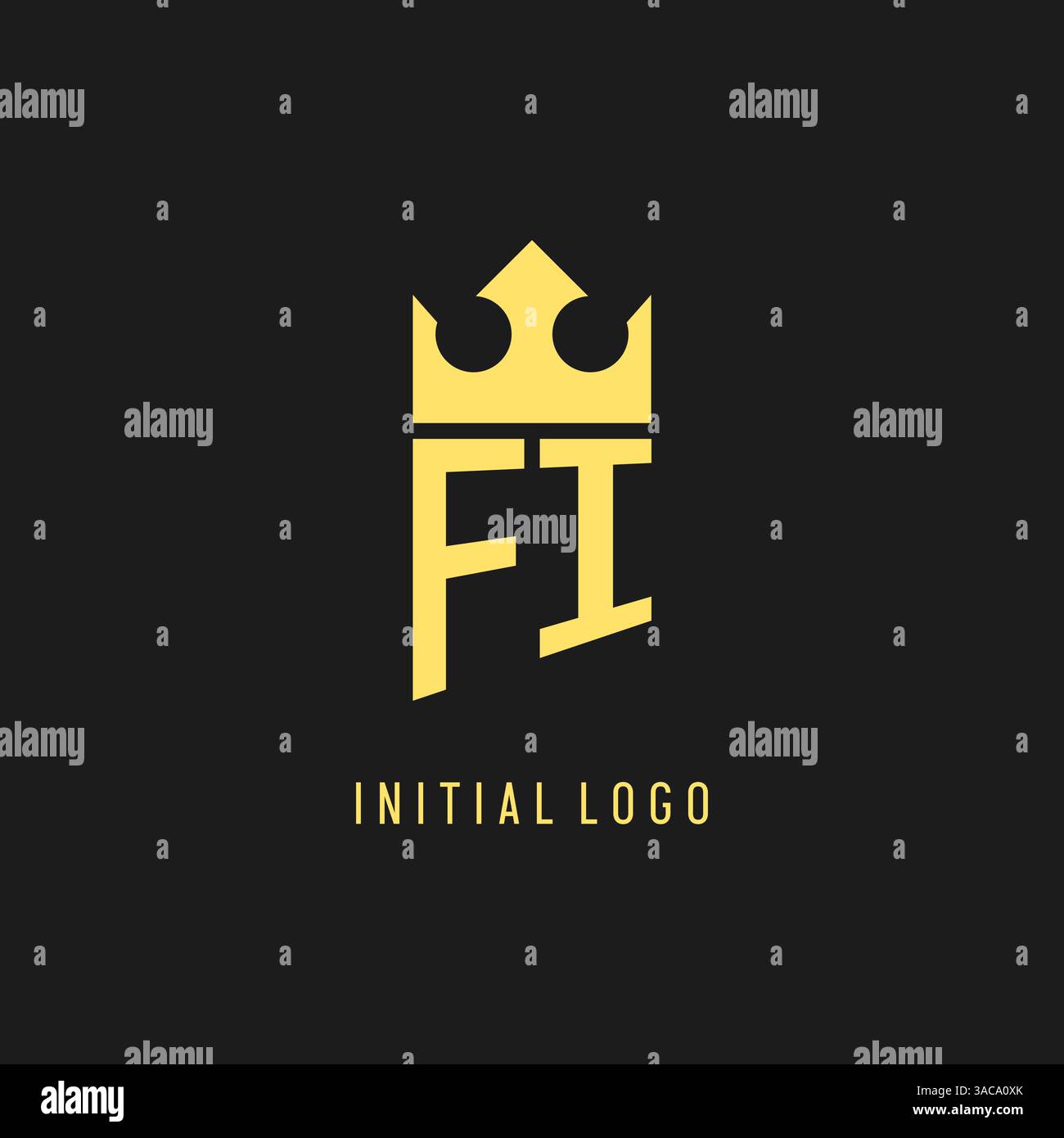 Monogram FI logo shield crown shape, elegant and luxury initial logo style vector graphic Stock Vector