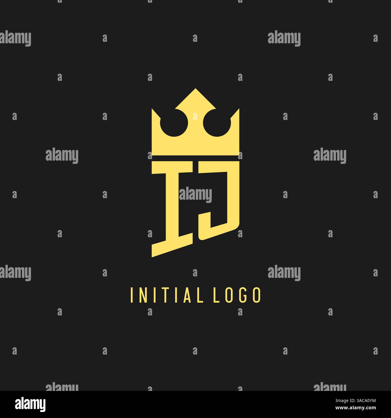 Monogram IJ logo shield crown shape, elegant and luxury initial logo style vector graphic Stock Vector