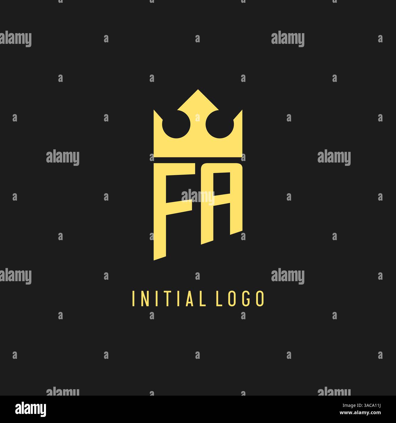 Monogram FA logo shield crown shape, elegant and luxury initial logo style vector graphic Stock Vector