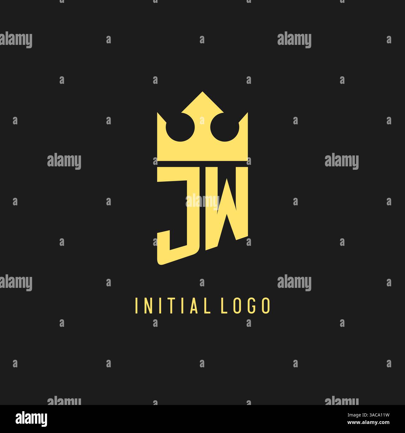 Monogram JW logo shield crown shape, elegant and luxury initial logo style vector graphic Stock Vector